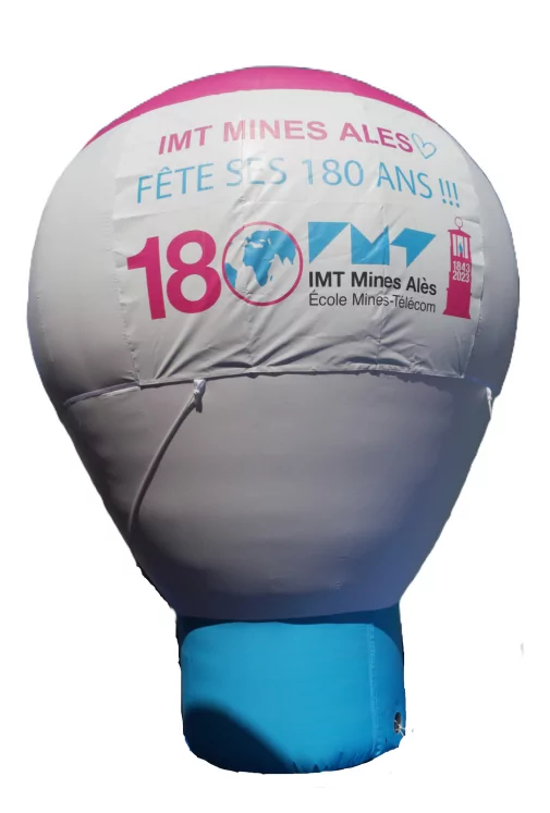 montgolfière pour évènements banderolle IMT nimes Ales fête ses 180ans !!
