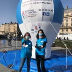 montgolfière de 5m avec banderoles amovible sur le dépistage du cancer colorectal